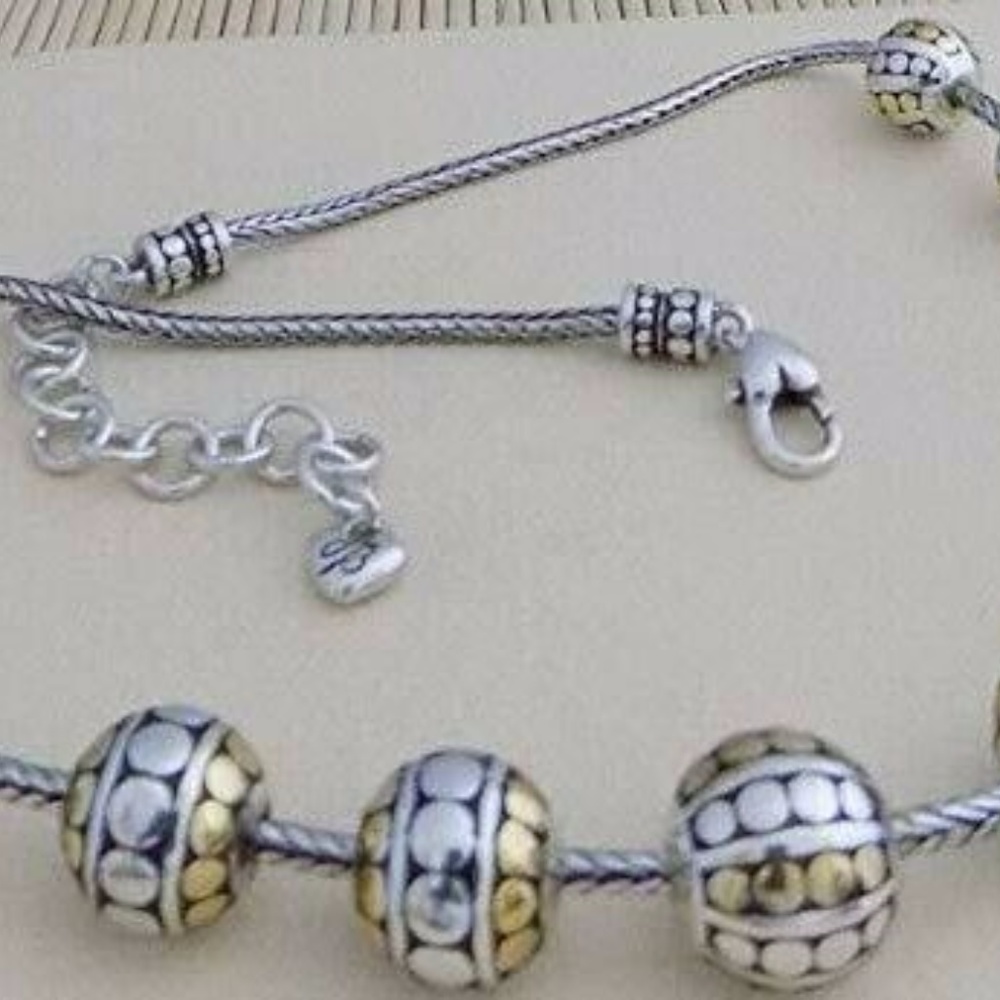 BRIGHTON TEMPLE BEAD 2 Tones Silver Gold NECKLACE - Picture 4 of 7
